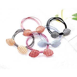 (Ảnh thật-04 màu) Cột tóc nơ caro đáng yêu