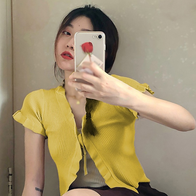 Áo kiểu cổ chữ V thời trang phong cách Hàn Quốc dành cho nữ