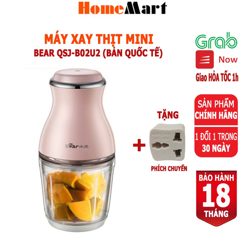 Máy xay thịt Bear QSJ-B02U2, dung tích 600ml (Hàng chính hãng 1 đổi 1 trong 30 ngày, bảo hành 18 tháng) - HomeMart