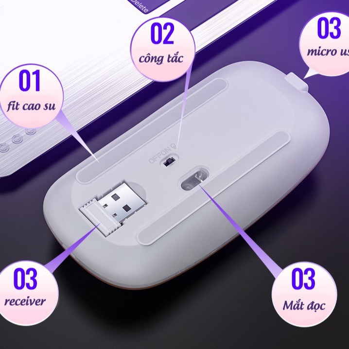Chuột Không Dây A2 - LED RGB - Chống Ồn Thích Hợp Cho Dân Văn Phòng ( BH 6 tháng ) | BigBuy360 - bigbuy360.vn