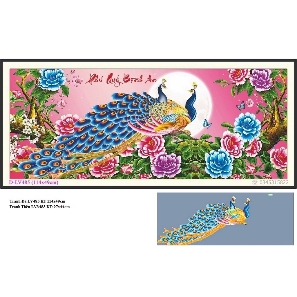 Tranh gắn đá phú quý bình an ,tranh đính đá chưa đính.