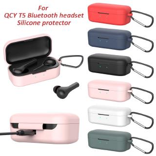 Vỏ bọc hộp sạc tai nghe QCY T5 bluetooth không dây bằng silicone kèm móc khóa tiện lợi