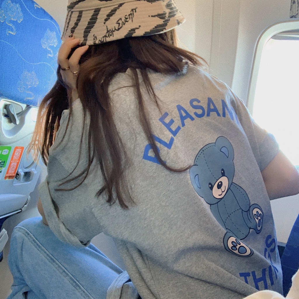 NRVP Áo Thun Nữ Dáng Dài Rộng Tay Ngắn Phong Cách Thời Trang Đường Phố Hàn Quốc