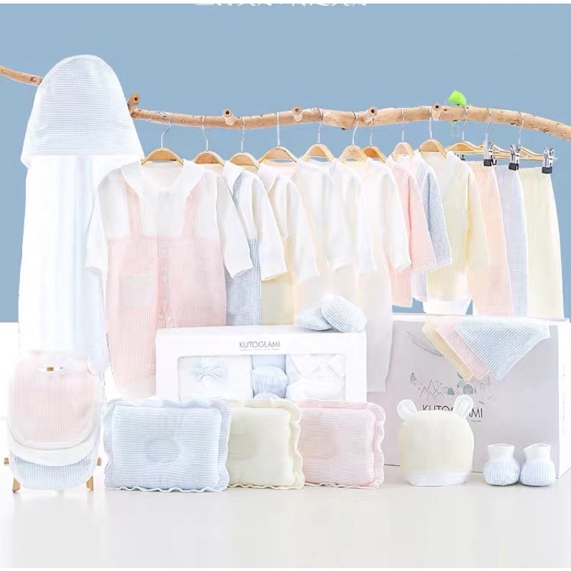 [ XẢ SẬP SÀN ] COMBO QUẦN ÁO TRẺ SƠ SINH 100% COTTON CAO CẤP 22 CHI TIẾT KÈM HỘP ĐỰNG TÚI XÁCH