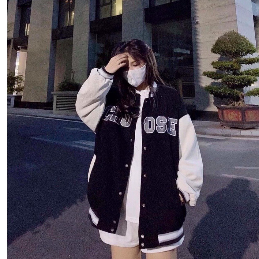 Áo Khoác Bomber - Áo Khoác Nhung Thêu Chữ CHOOSE Unisex Form Rộng Hàng Shop | BigBuy360 - bigbuy360.vn