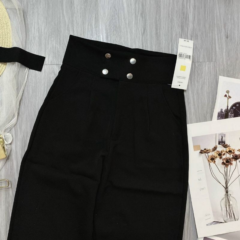 Quần tây lưng siêu cao đính cúc tuyết mưa