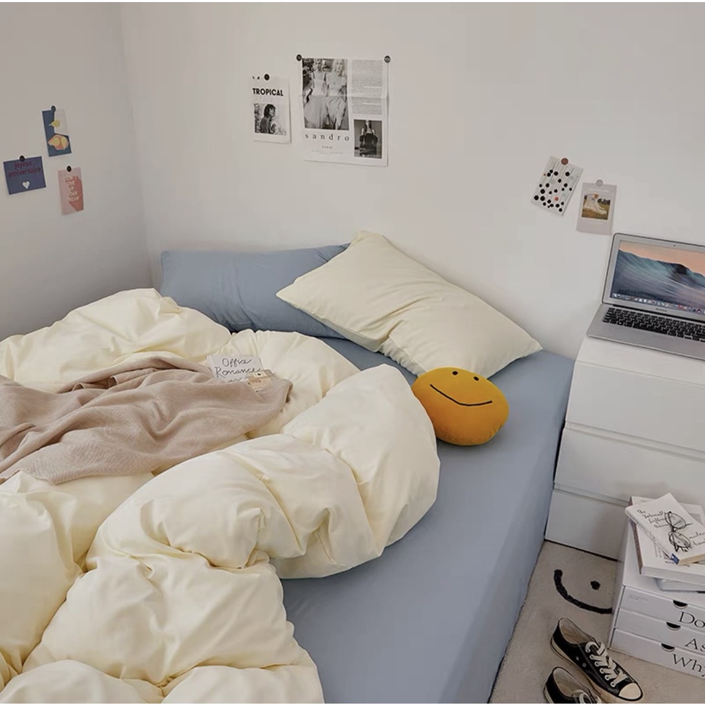 (ALBUM) Bộ chăn ga và vỏ gối cotton basic Mùa Decor - Màu xanh rêu phối beige và các màu khác | BigBuy360 - bigbuy360.vn