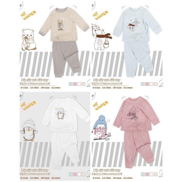 Bộ cài vai dài tay chất len tăm nhà Judoby/ Dokma 9-36M JB346
