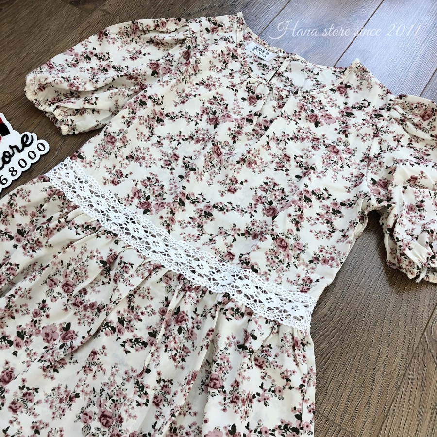 Đầm hoa nhí dáng suông, form rộng, kèm ảnh chụp cận chất freesize dài váy 100cm, hàng sẵn tại Hana store | BigBuy360 - bigbuy360.vn