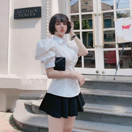 Áo sơ mi tay phồng phôm vừa UTNG-New