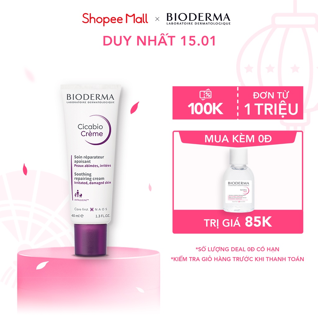 Kem dưỡng phục hồi da tổn thương Bioderma Cicabio Crème 40ml