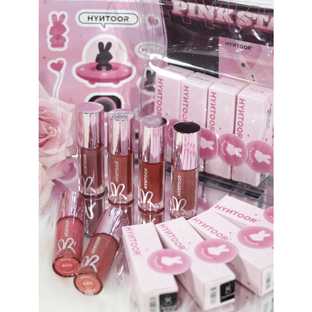 Son Bóng HYNTOOR thỏ đen thỏ hồng Dưỡng Ẩm Tẩy Tế Bào Chết Làm Sáng Màu Môi Chống Nhăn Hiệu Quả 06 011