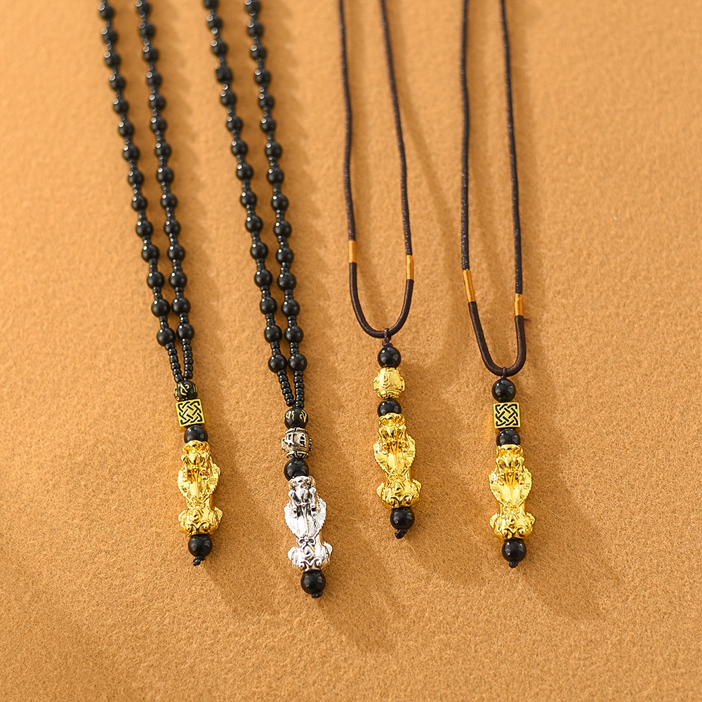 Vòng cổ Hạt Đá Obsidian May Mắn Unisex