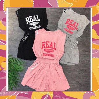  163B1 Set bộ thể thao áo thun sát nách và quần sọt ống rộng Real