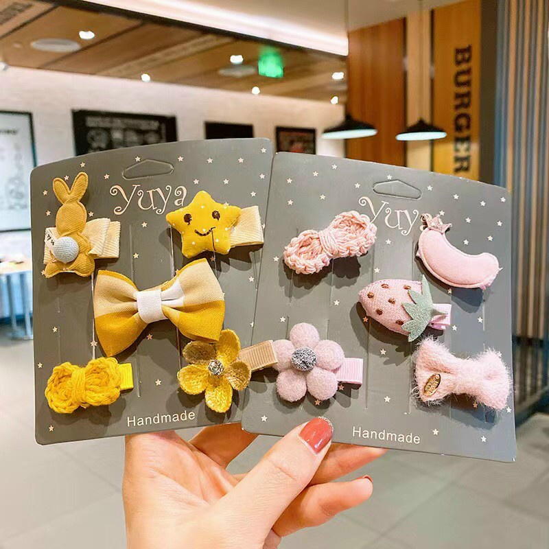 Vĩ 5 Kẹp mái hoạt hình ren cho bé CHICBAY