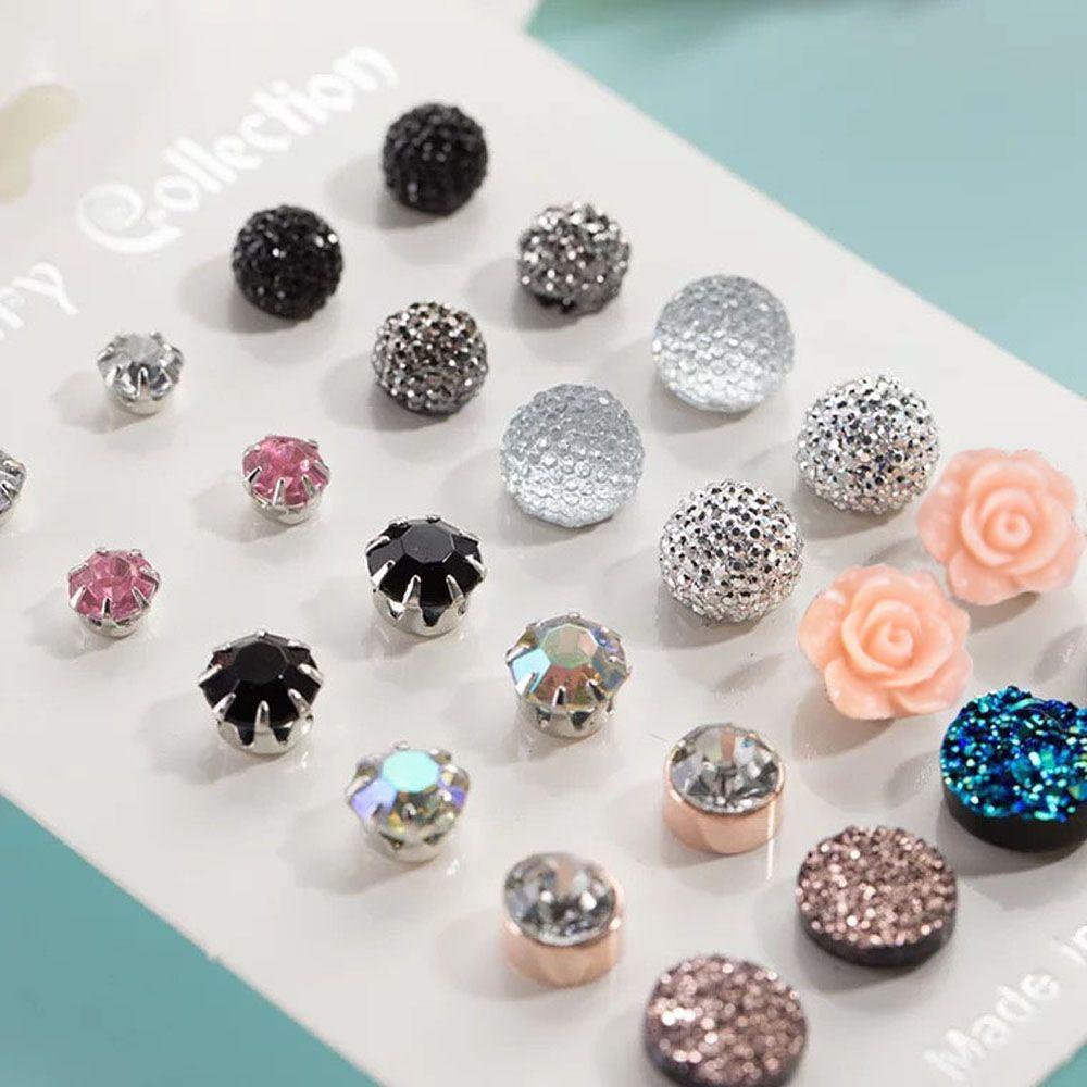 MXGOODS Set Bông Tai Tròn Đính Hoa Phong Cách Hàn Quốc