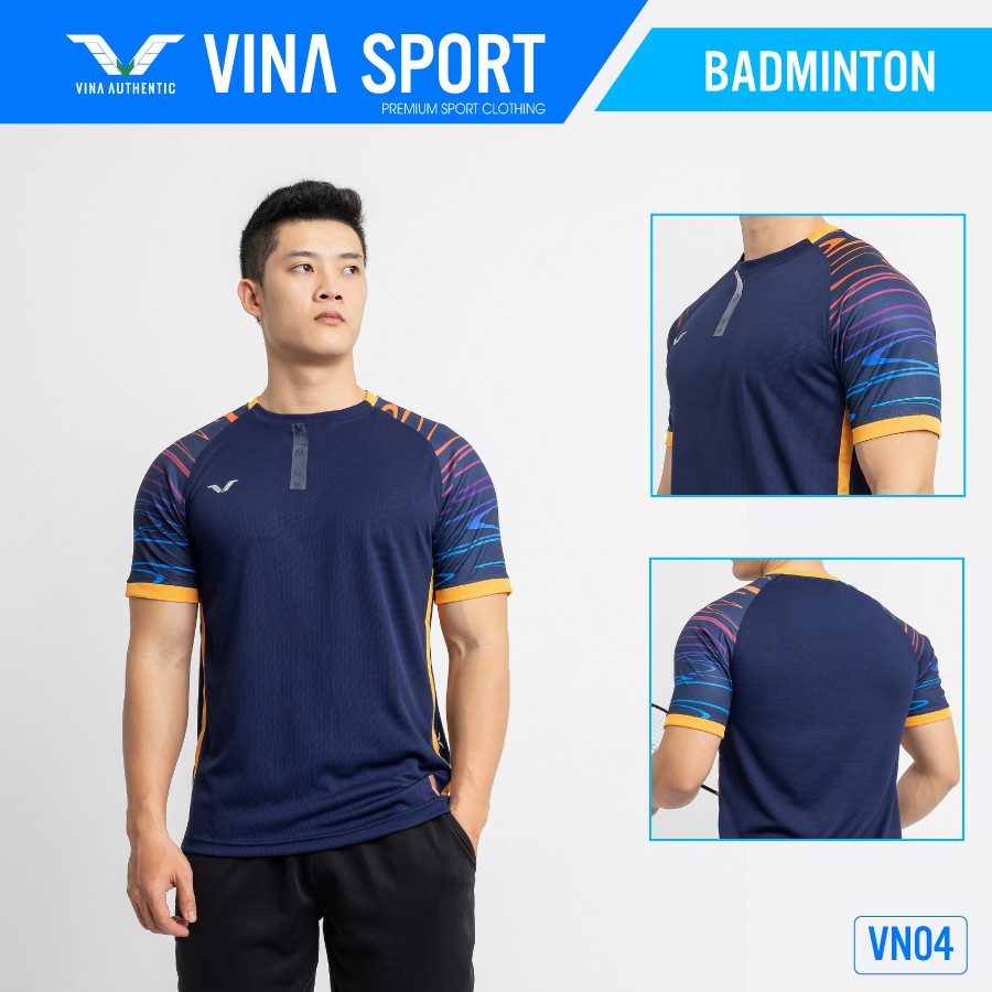 Áo cầu lông nam Vina Authentic VN04 phiên bản mới nhất với loại vải tối ưu nhất hiện nay