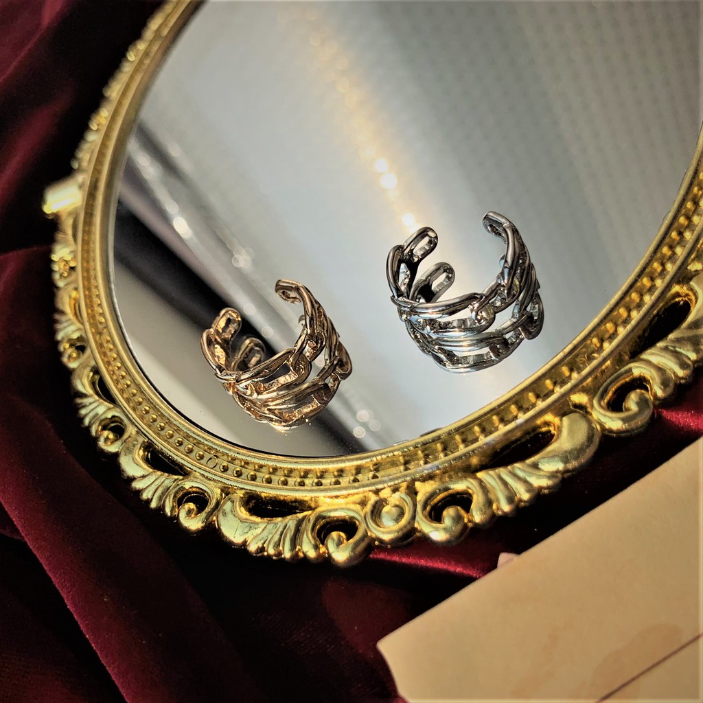 Nhẫn đeo tay kèm dây xích đính hợp ngọc trai nhân tạo - nhẫn nữ phụ kiện trang sức ring jewerly - Hades.js