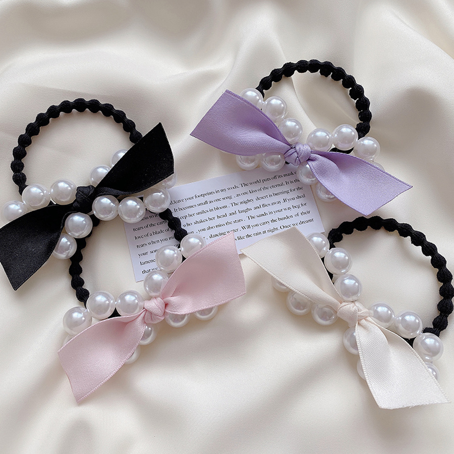 Dây Buộc Tóc Thiết Kế Đính Ngọc Trai Phong Cách Sang Trọng Cho Nữ