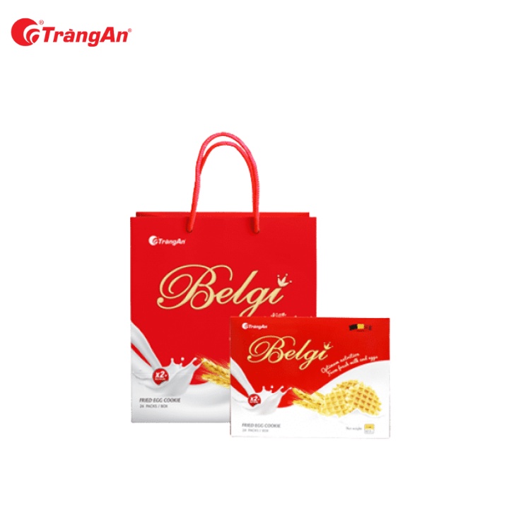 Bánh cookie Belgi trứng sữa 333g, tặng kèm túi giấy, thương hiệu Tràng An