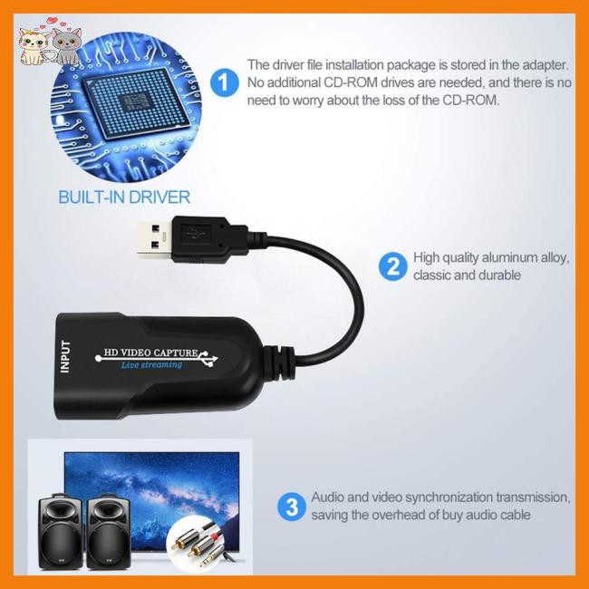 Portable USB 3.0 HDMI Game Capture Card Video Reliable Streaming Adapter for Live Broadcasts Video Recording