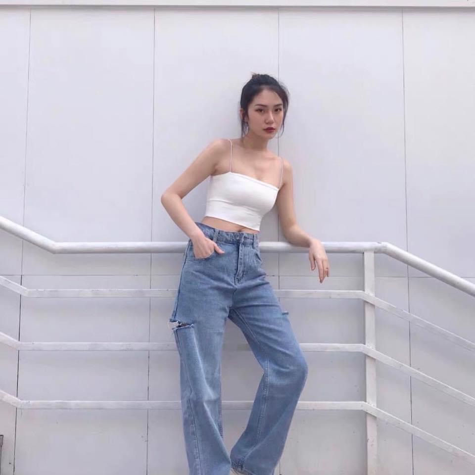 Áo croptop dây bún xinh thun bozip mềm mịn