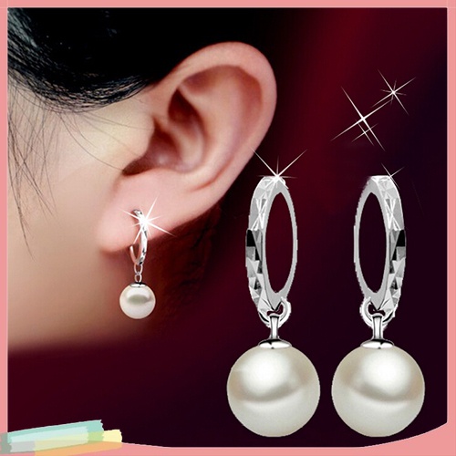 Đôi Khuyên Tai HìNh VòNg TròN PhốI HạT NgọC Trai Giả ThờI Trang Cho Nữ