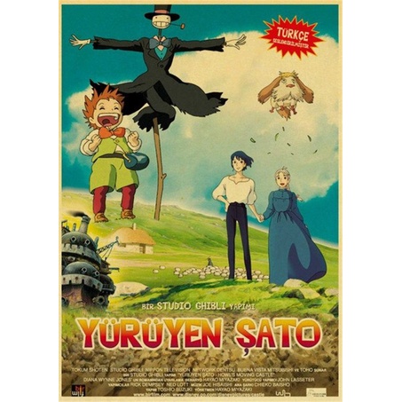 Vintage Áp Phích Ponyo Trên Vách Đá Hayao Miyazaki Poster Trang Trí Nhà Decal Dán Tường Retro Tranh Trang Trí Ms: 378