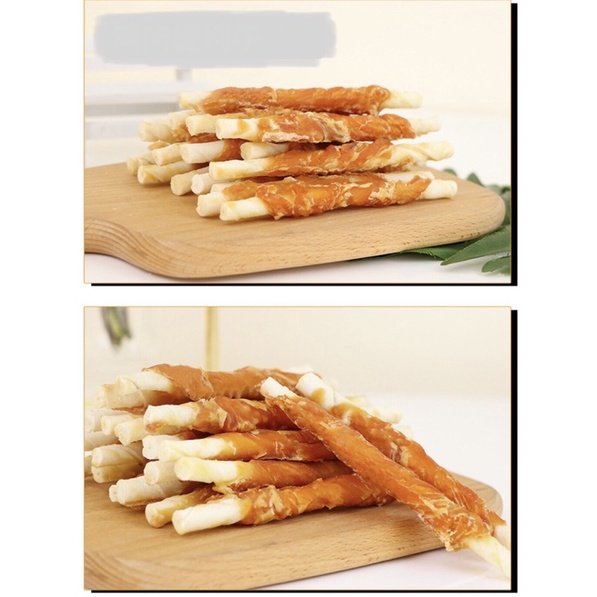 BÁNH THƯỞNG PETFOOD XƯƠNG SỮA BỌC THỊT  ĂN VẶT HỖ TRỢ LÀM SẠCH RĂNG MIỆNG CHO THÚ CƯNG LOẠI QUE DÀI