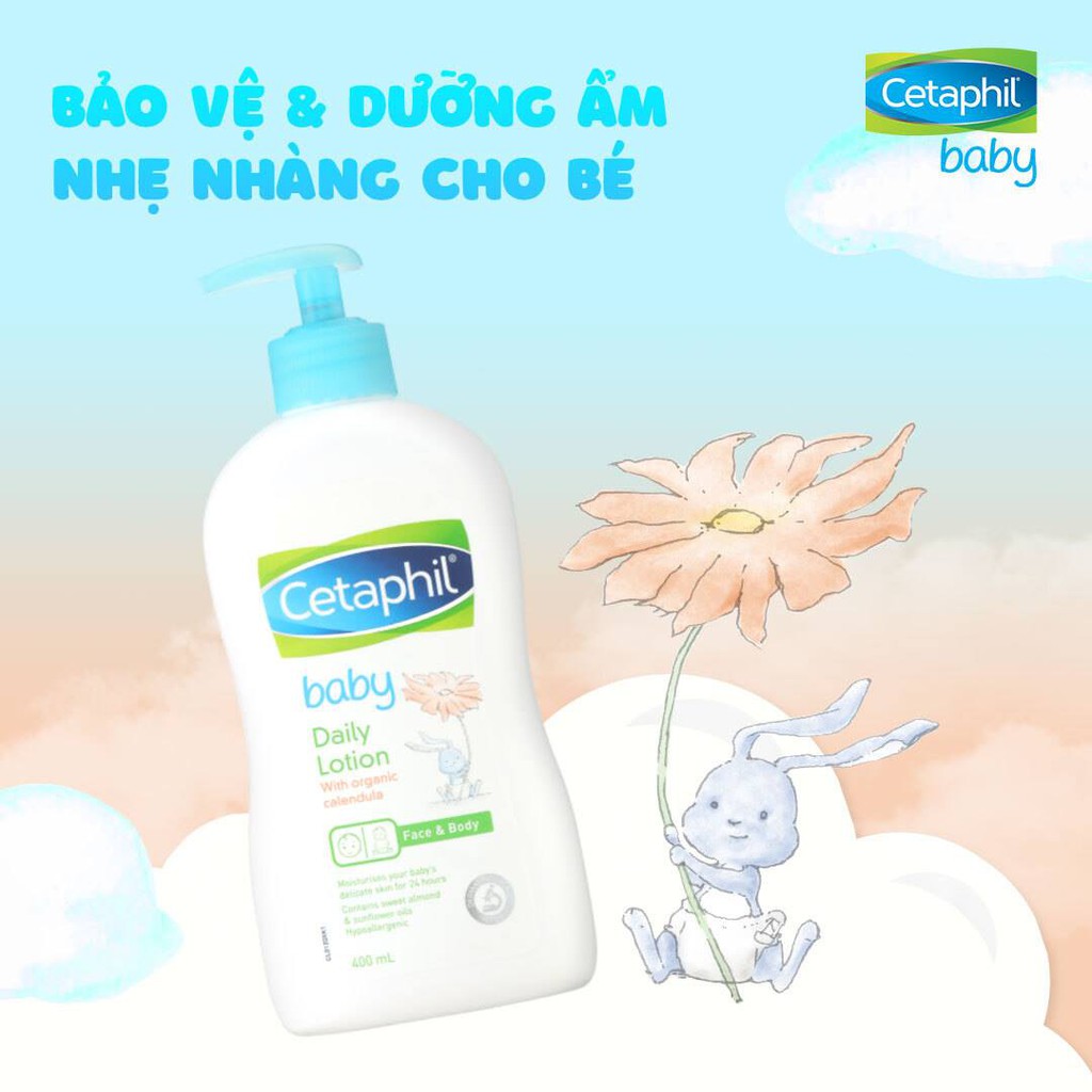 Sữa Dưỡng Ẩm Da Hàng Ngày Cho Bé CETAPHIL Chiết xuất hoa cúc Calendula hữu cơ 400ml Baby Daily Lotion - Minpharmacy