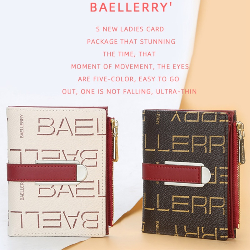 Youyo Ví Da Ngắn Mini Có Nhiều Ngăn Đựng Thẻ In Chữ Sành Điệu Có Khóa Kéo Dọc Cho Nữ