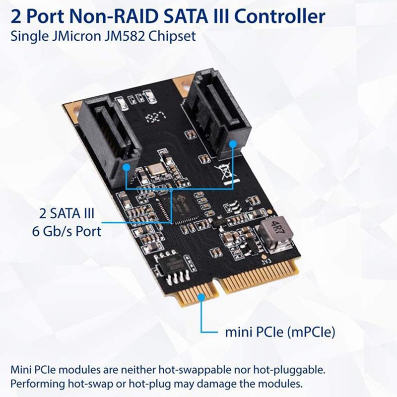 Iocrest Mini Pcie To 2 Cổng Sata3 Card Sata Iii Full Height Mini Pcie 3.0 Gen3 Tốc Độ Cao Io-Mpe40150