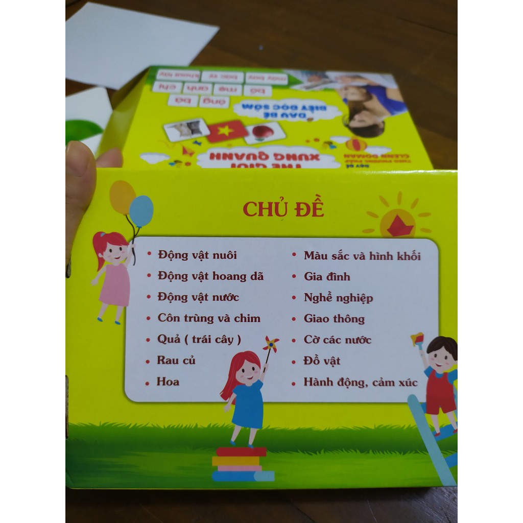 Thẻ học thông minh Flashcard size A5 dày to nhất dạy trẻ thế giới xung quanh và dạy trẻ tập nói tập đọc