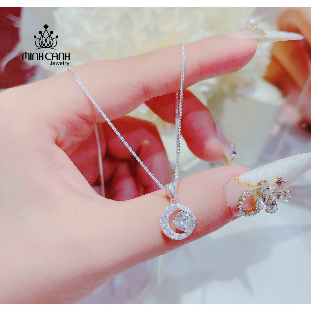 Dây Chuyền Bạc Mặt Trăng Đá Tròn Minh Canh Jewelry