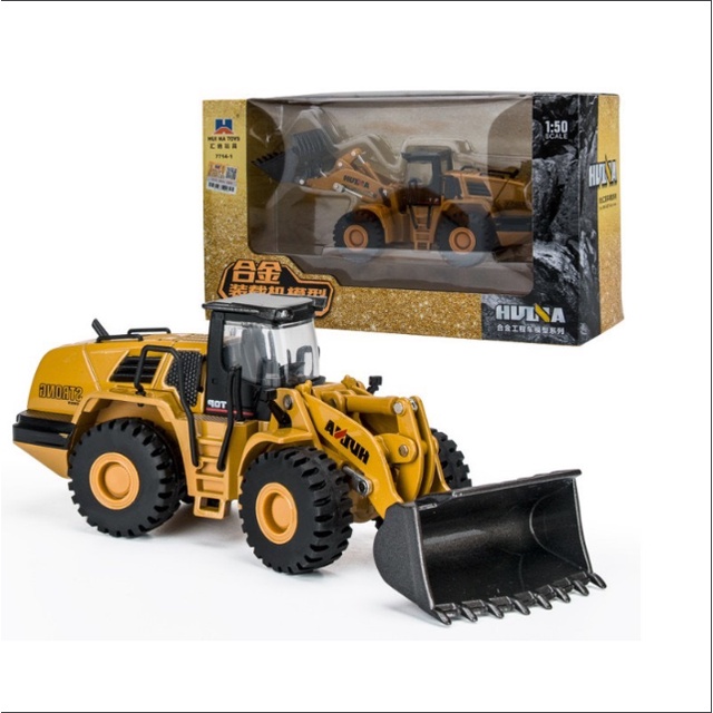 Xe xúc đất ủi mini đồ chơi trẻ em mô hình xe công trình tỉ lệ 1:60 bằng hợp kim và nhựa