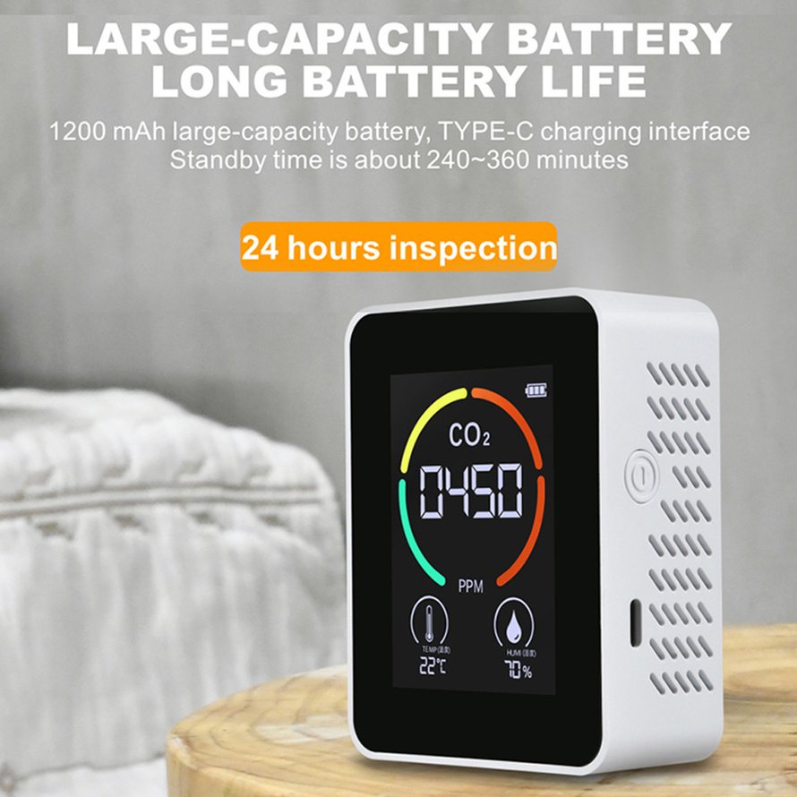 Cảm biến CO2 Máy đo CO2 Máy dò không khí kỹ thuật số Máy phân tích chất lượng không khí thông minh