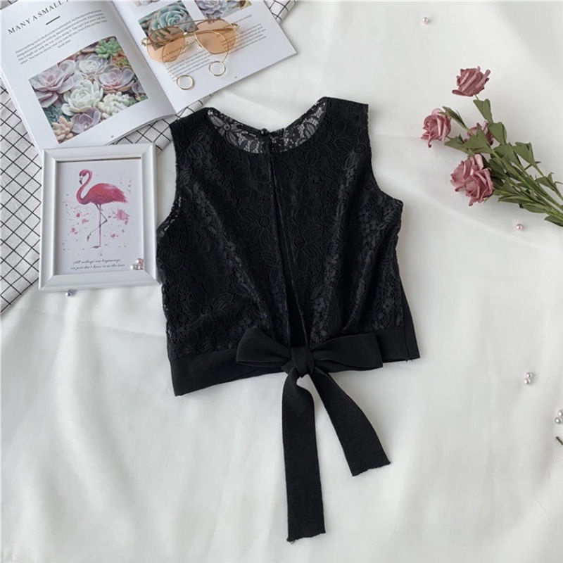 AMOI Áo Dệt Kim Không Tay Phối Ren Thời Trang Dành Cho Nữ