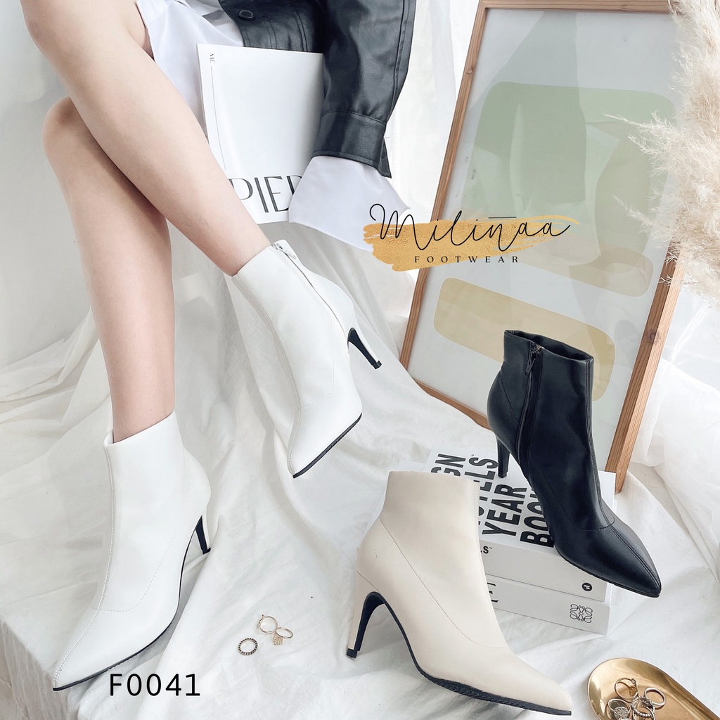 GIÀY BOOTS NỮ GÓT NHỌN 7P KÉO TRONG MŨI NHỌN DA MỀM F0041 | BigBuy360 - bigbuy360.vn