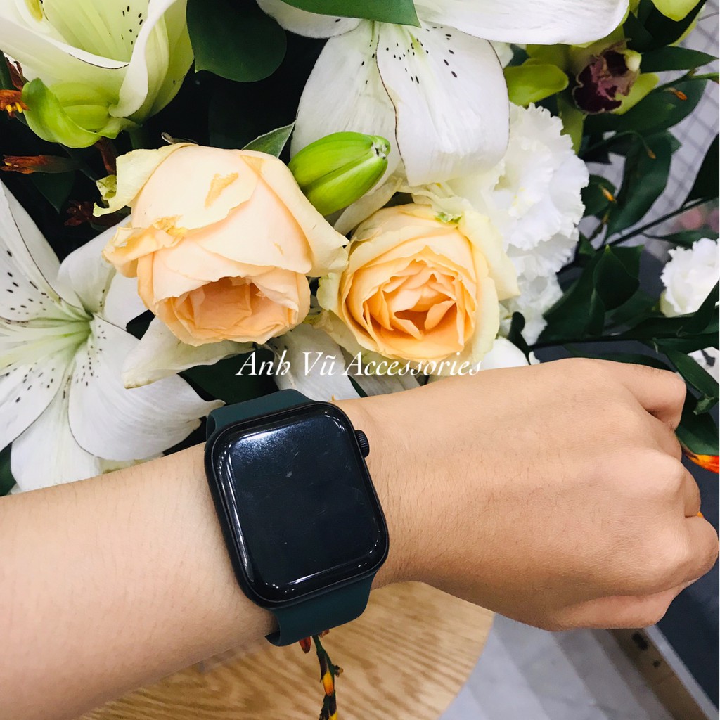 Dây đeo Apple Watch mẫu cao su xanh rêu 2019