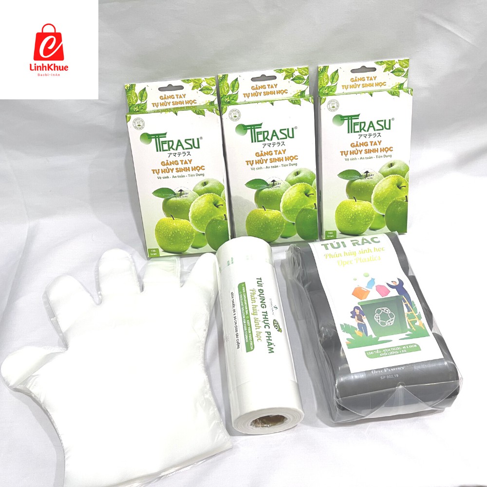 Găng tay tự huỷ sinh học + Cam kết an toàn vệ sinh thực phẩm + Hàng xịn + Giá rẻ + Sp018 + Găng tay nilon