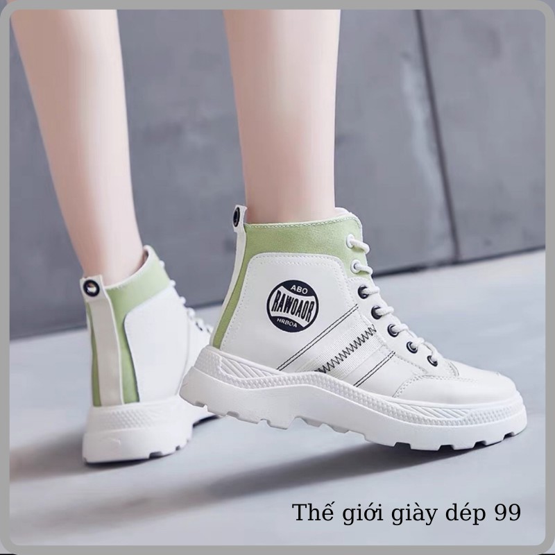 Bốt nữ - giày boots cao cổ nữ cá tính phong cách hàn quốc màu trắng - Xanh dạng bốt đế thấp siêu hot trend năm 2021 | BigBuy360 - bigbuy360.vn