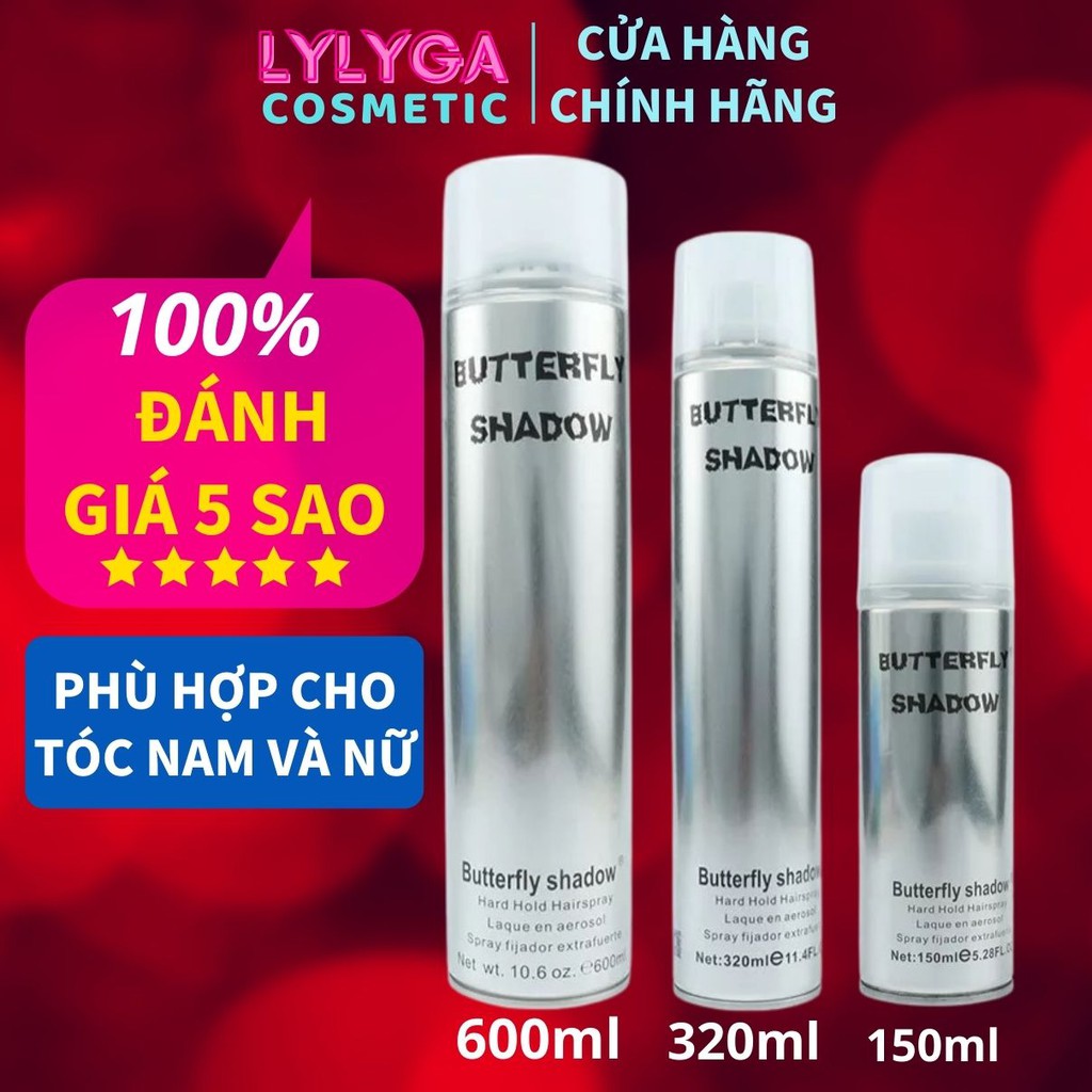 Gôm xịt tóc Butterfly Shadow 150ml 320ml 600ml Chính hãng, Gôm bạc giữ nếp tạo kiểu nam nữ GM01