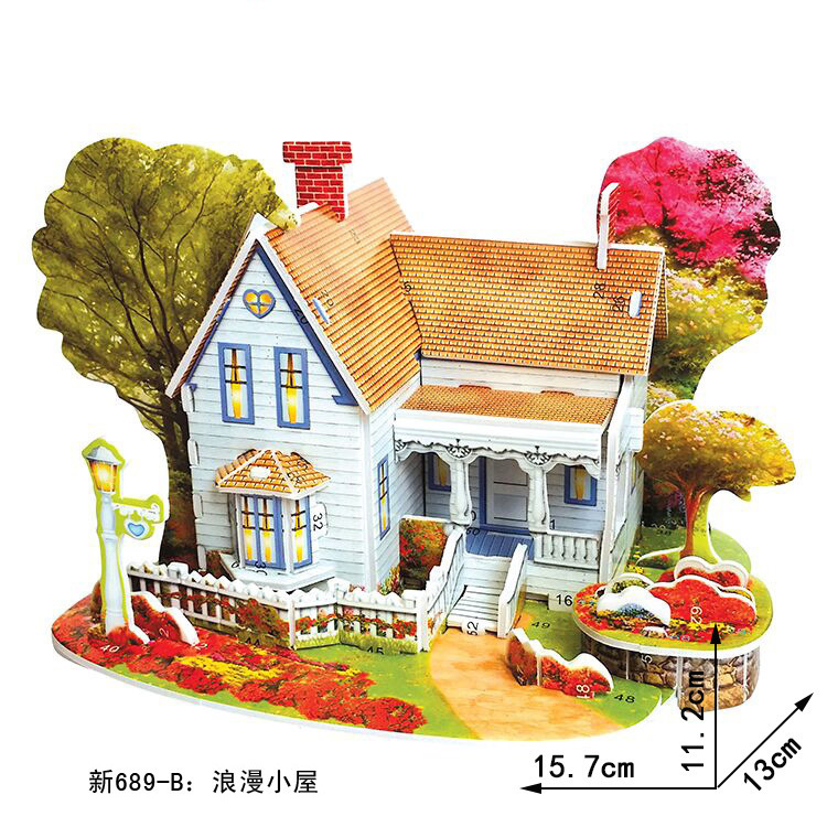 FANFAN spot children's toys 3D puzzle DIY children 3D stereo puzzle paper educational toys DIY construction cottage kindergarten handmade puzzle