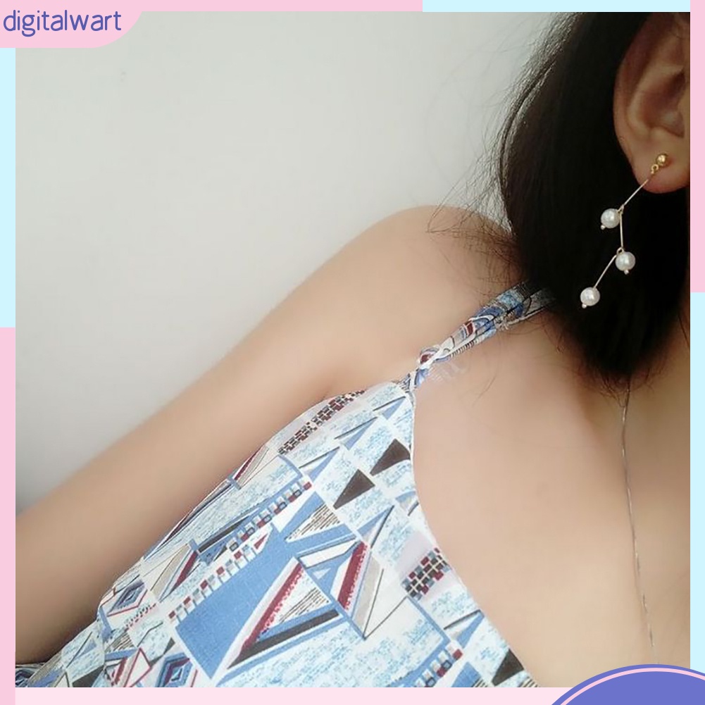 Bông tai dáng dài đính hạt ngọc trai giả xinh xắn cho nữ