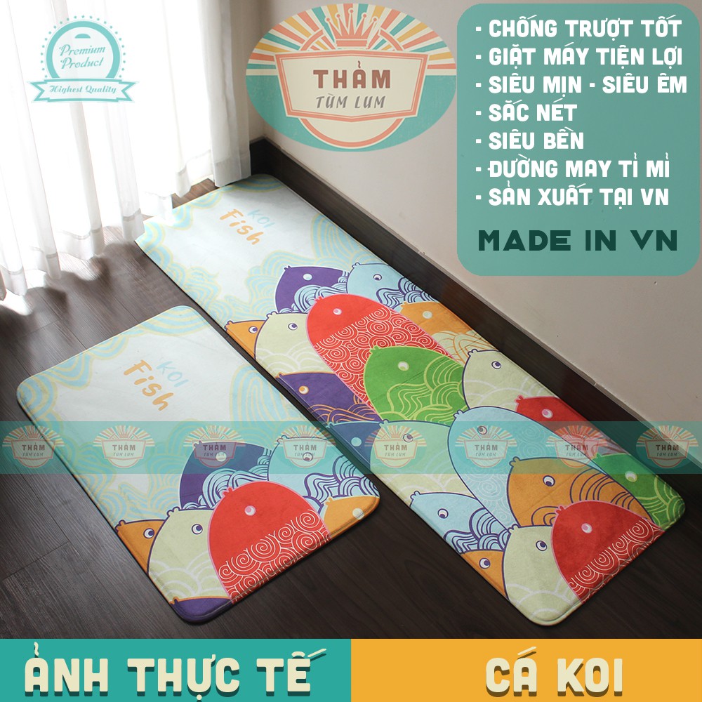 Thảm bếp Thảm chùi chân lông mịn cao cấp hình in hoa văn sáng trẻ trung hiện đại ! TB 2