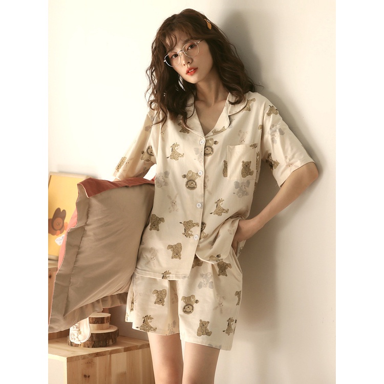 Bộ Đồ Ngủ Ngắn Tay Họa Tiết Dễ Thương Thời Trang Mùa Hè Cho Nữ La031