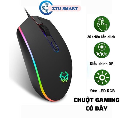 Chuột máy tính chơi game ZTU Smart G17 có dây LED RGB DPI 3600 thiết kế công thái học phù hợp cả gaming và văn phòng