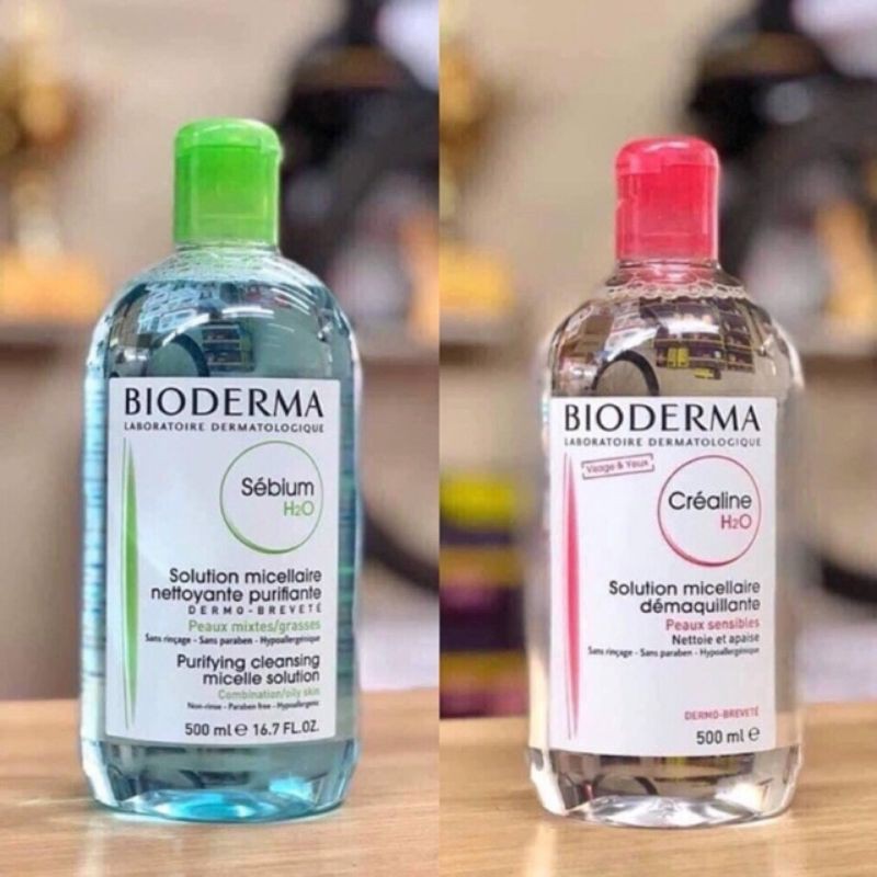 Nước Tẩy Trang Bioderma H2O Xanh - Hồng ♥️Hàng Đẹp♥️ Nước Tẩy Trang 500ml