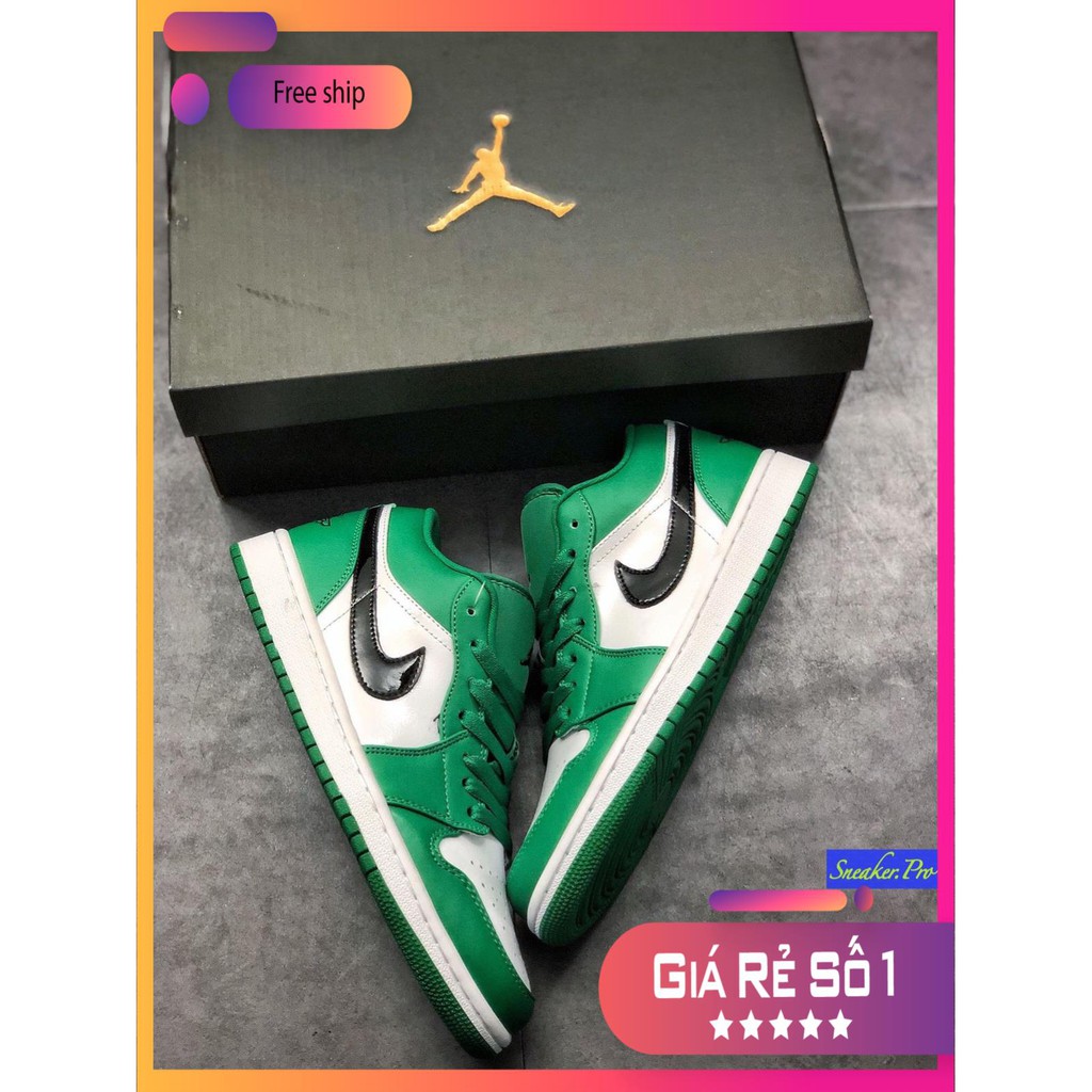 Giày thể thao AIR JORDAN 1 Low Pine Green thấp cổ màu xanh trắng siêu đẹp dành cho nam nữ