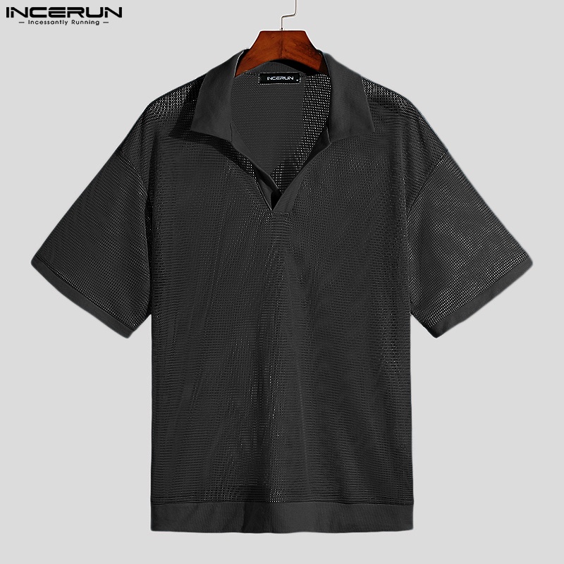 Áo thun INCERUN cổ polo tay ngắn thời trang năng động sành điệu cho nam 3 màu tùy chọn